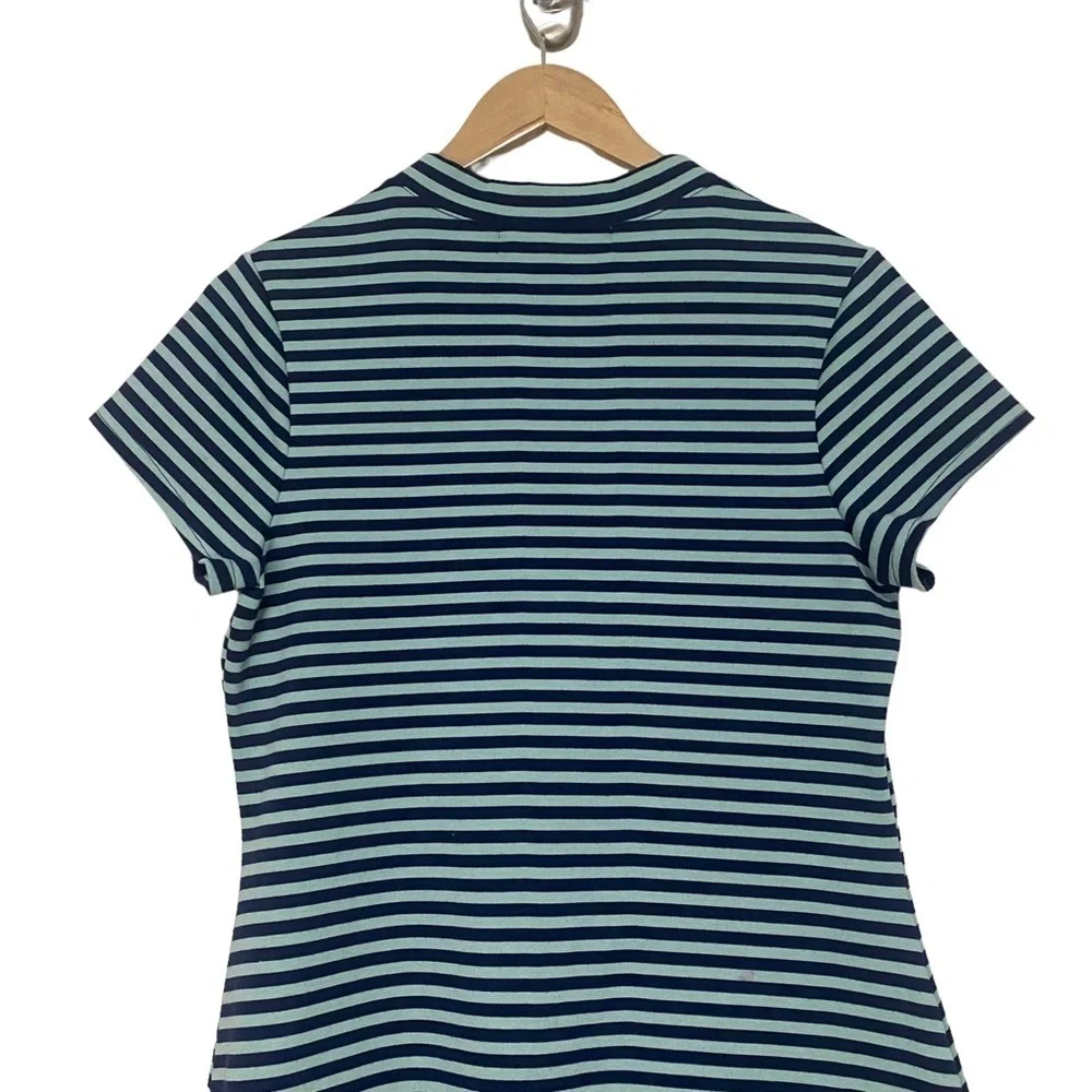 Free People Beach blue and green striped shirt sleeve t-shirt dress Size Large - Picture 8 of 9